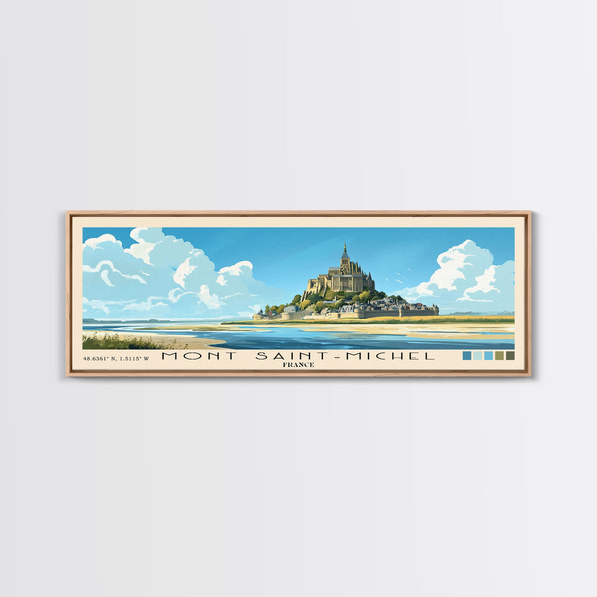 Mont Saint-Michel, France Panoramic Print, Vacation Gift, France Wall Art, Vacation Wall Art, Vacatation Memories, Beach Decor, Beach Or Lakehouse Art