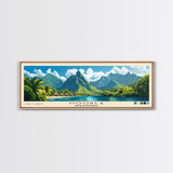 Moorea, French Polynesia Panoramic Print, Vacation Gift, French Polynesia Wall Art, Beach Painting, Beach Decor, Large Wall Art, Wood Frame Art