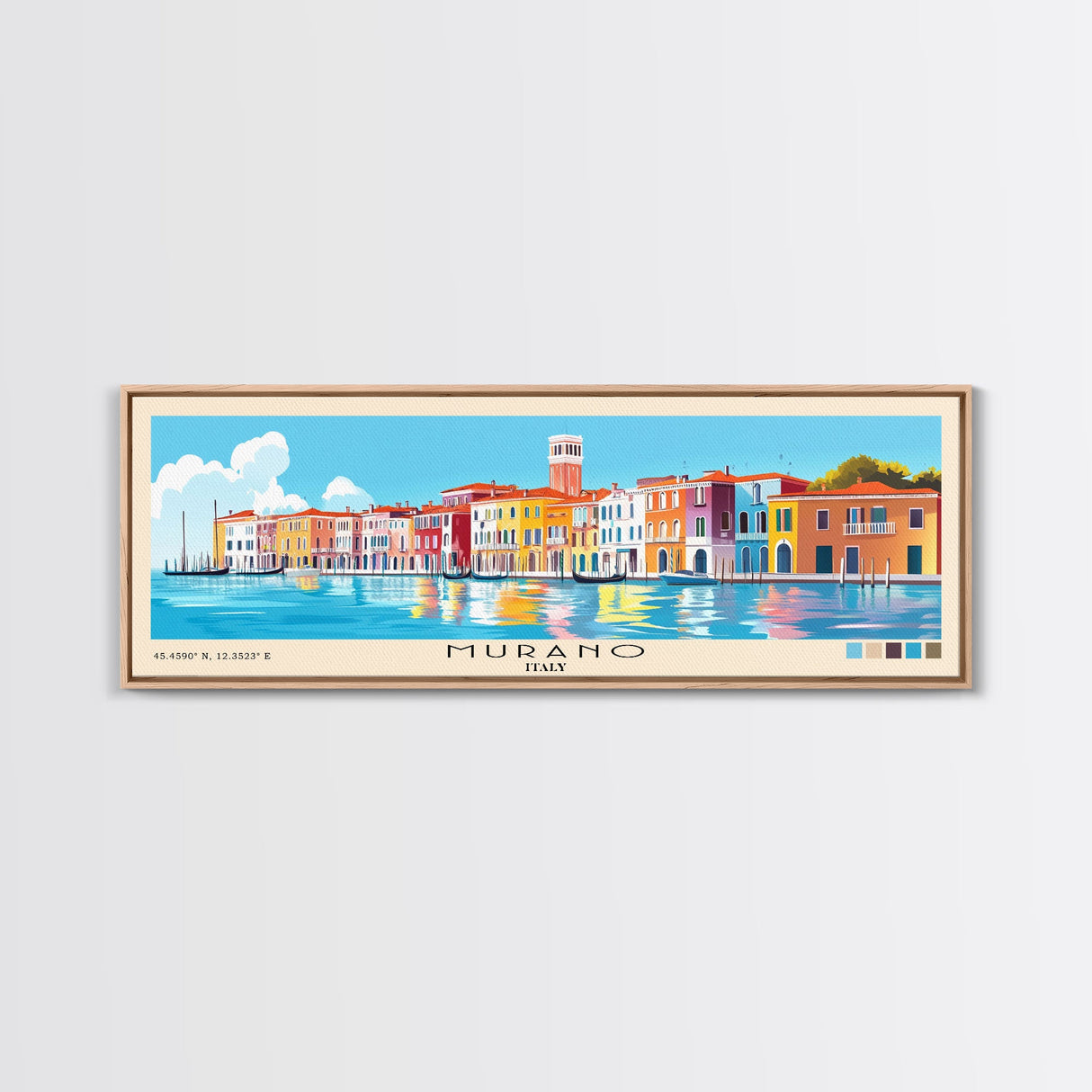 Murano, Italy Panoramic Print, Vacation Gift, Italy Wall Art, Beach Painting, Beach Decor, Large Wall Art, Wood Frame Art