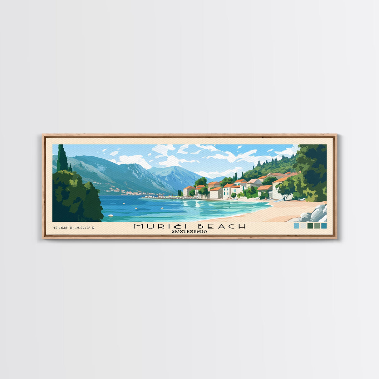 Murići Beach, Montenegro Panoramic Print, Vacation Gift, Montenegro Wall Art, Vacation Wall Art, Vacatation Memories, Beach Decor, Beach Or Lakehouse Art