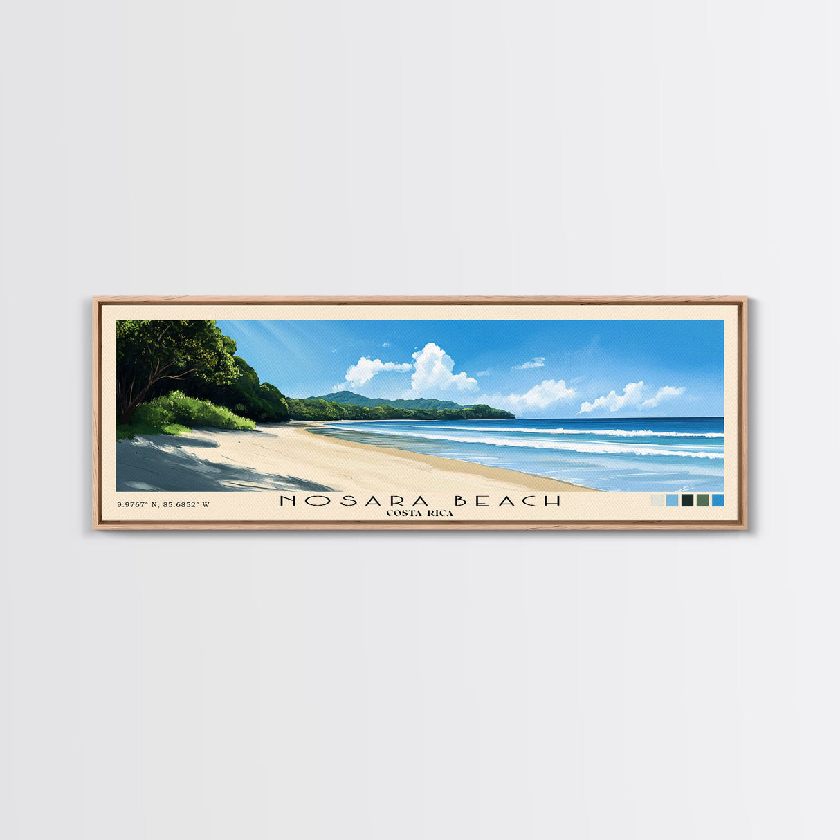 Nosara Beach, Costa Rica Panoramic Print, Vacation Gift, Costa Rica Wall Art, Beach Painting, Beach Decor, Beach Or Lakehouse Art