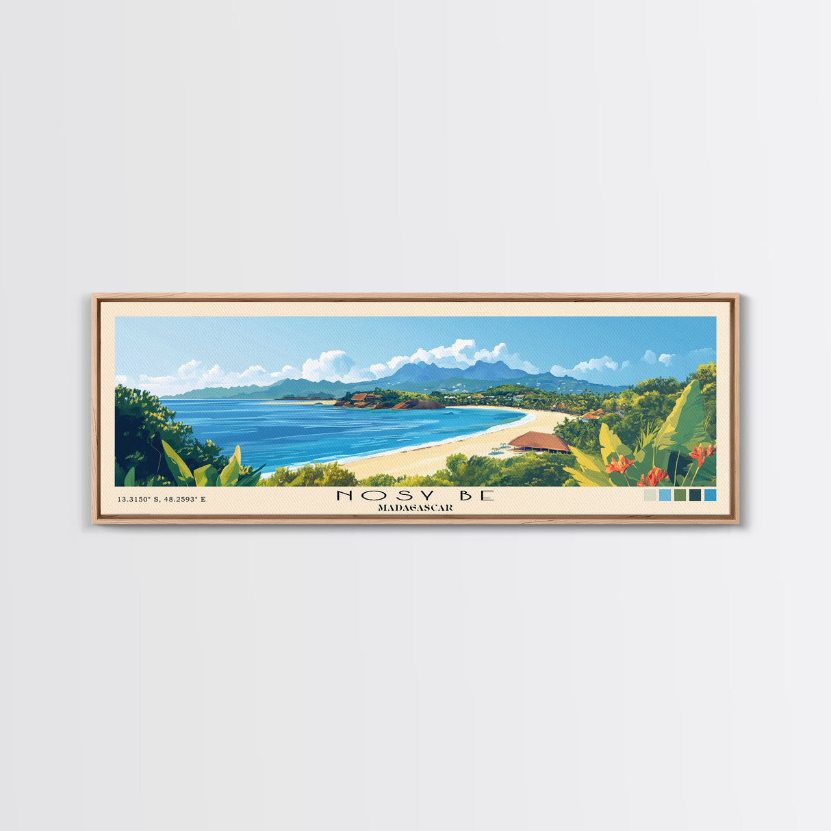 Nosy Be, Madagascar Panoramic Beach Print, Vacation Gift, Madagascar Wall Art, Beach Painting, Beach Decor, Beach Painting