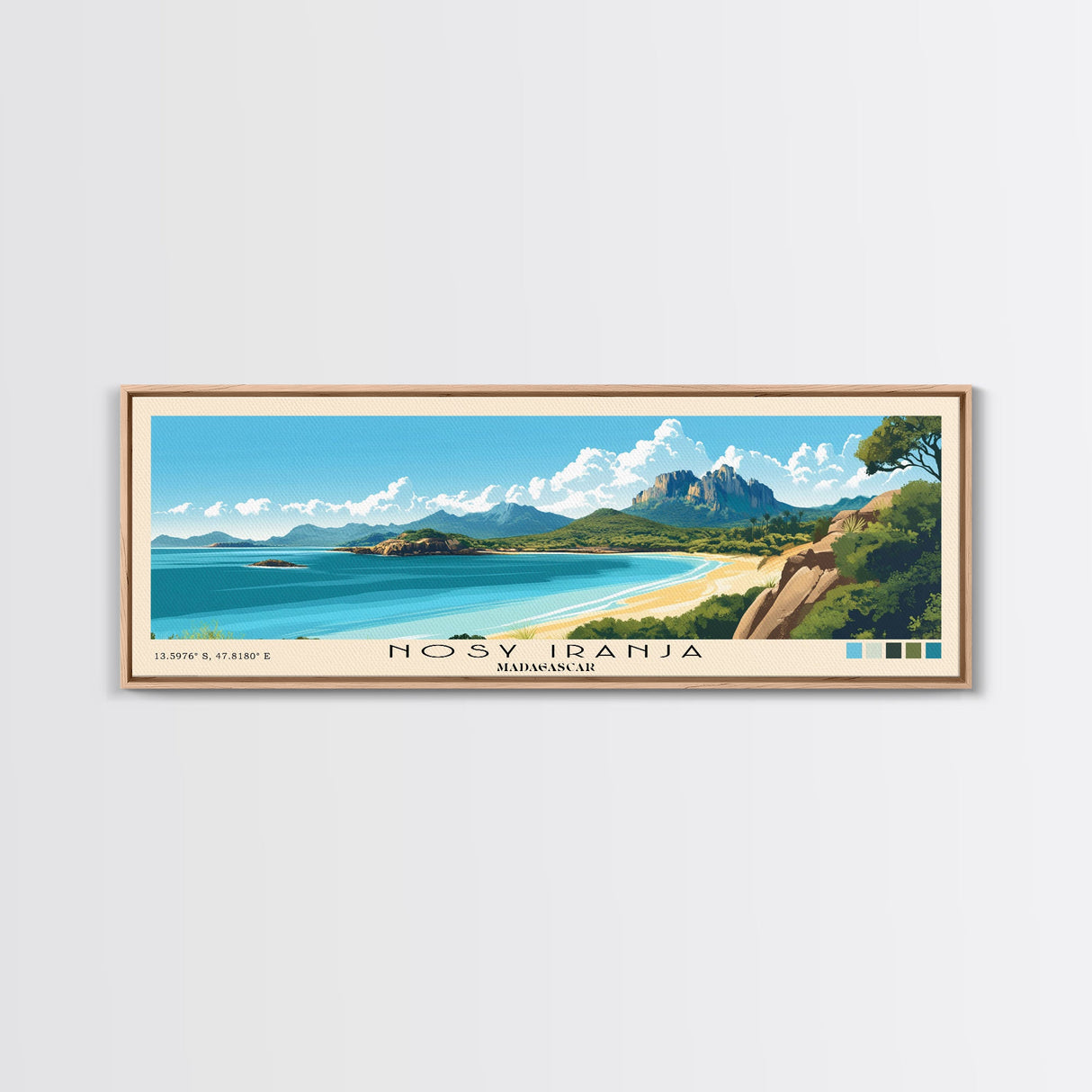 Nosy Iranja, Madagascar Panoramic Beach Print, Vacation Gift, Madagascar Wall Art, Framed Canvas Print, Framed Beach Painting