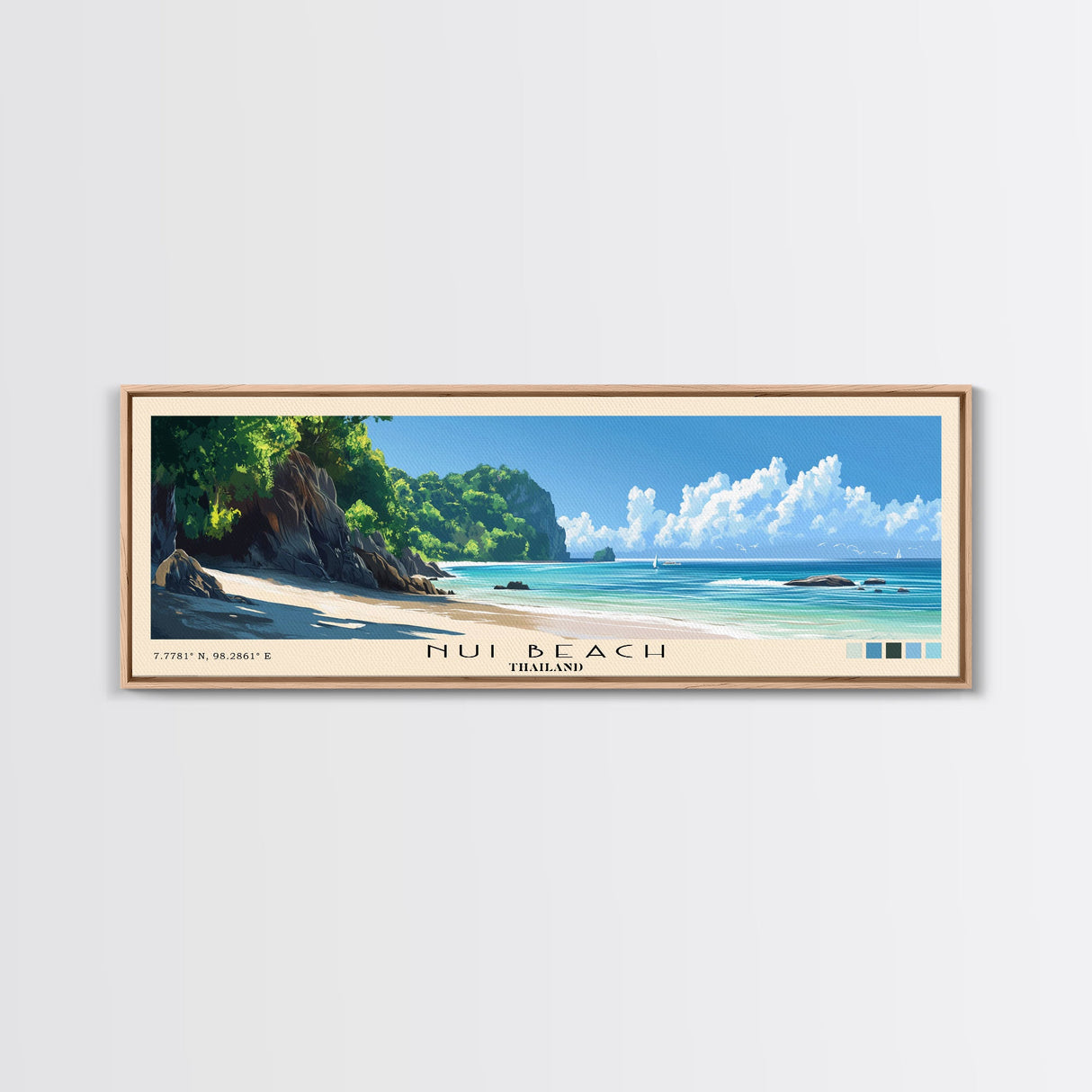 Nui Beach, Thailand Panoramic Print, Vacation Gift, Thailand Wall Art, Beach Painting, Beach Decor, Beach Or Lakehouse Art