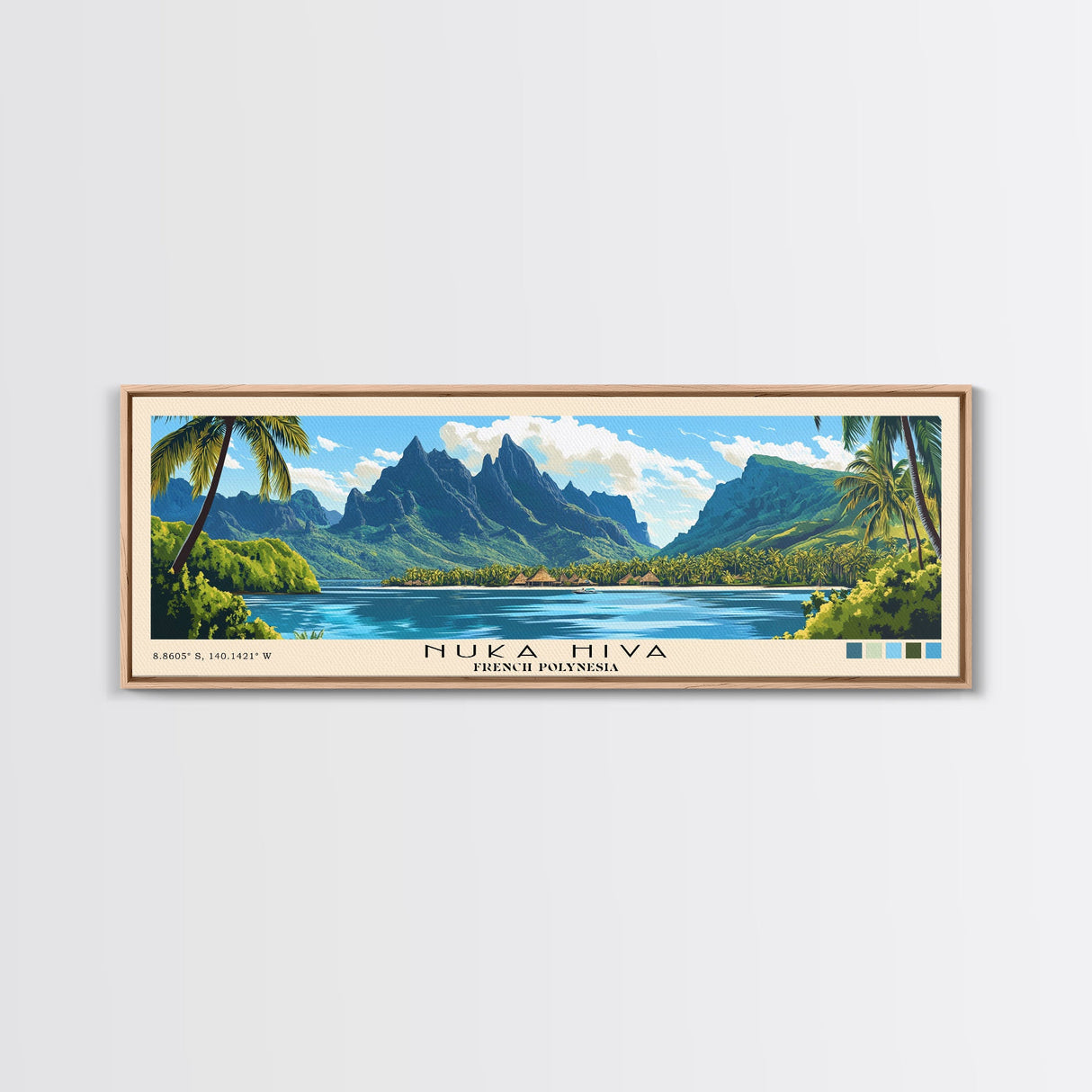 Nuka Hiva, French Polynesia Panoramic Beach Print, Vacation Gift, French Polynesia Wall Art, Beach Painting, Beach Decor, Beach Painting