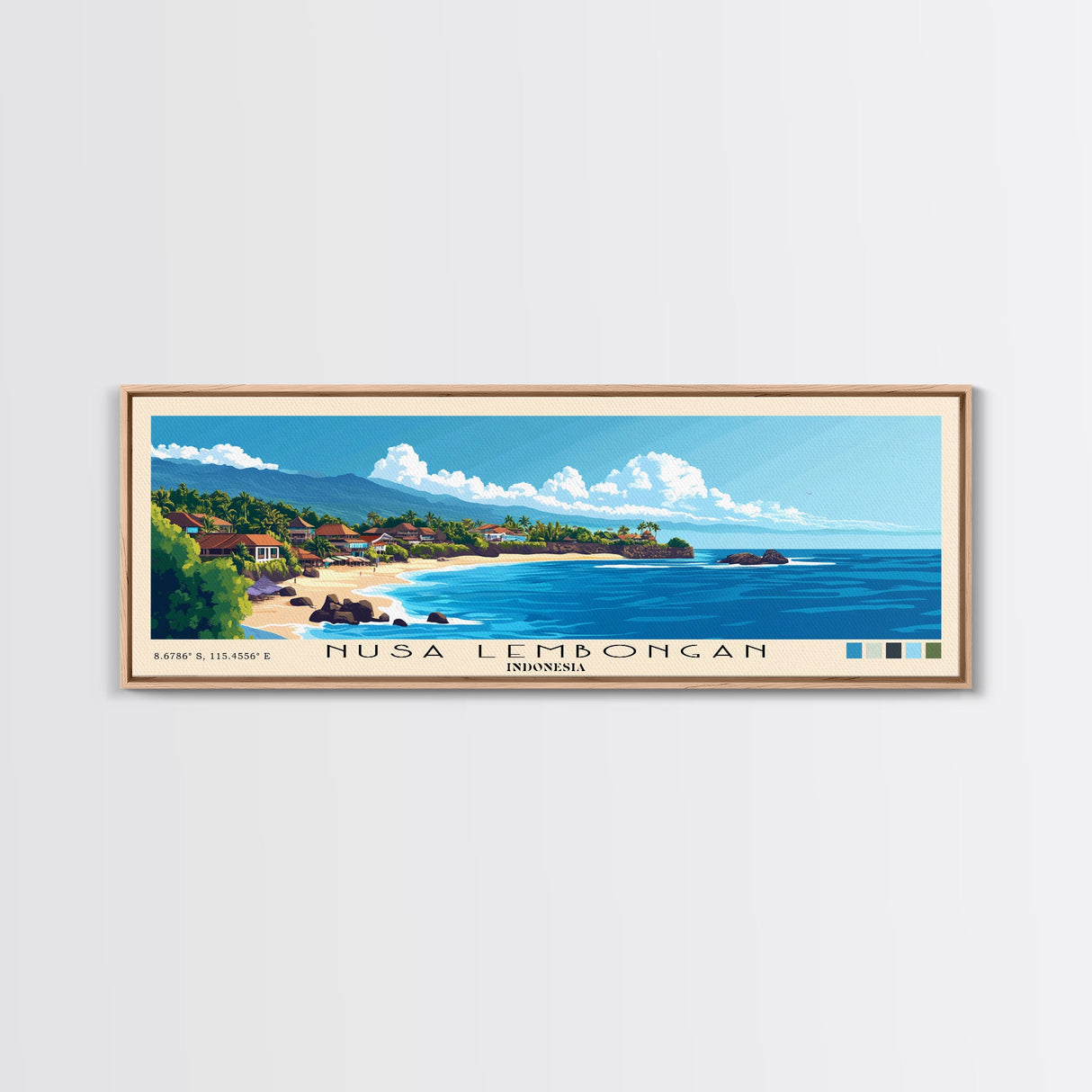 Nusa Lembongan, Indonesia Panoramic Print, Vacation Gift, Indonesia Wall Art, Beach Painting, Beach Decor, Beach Or Lakehouse Art