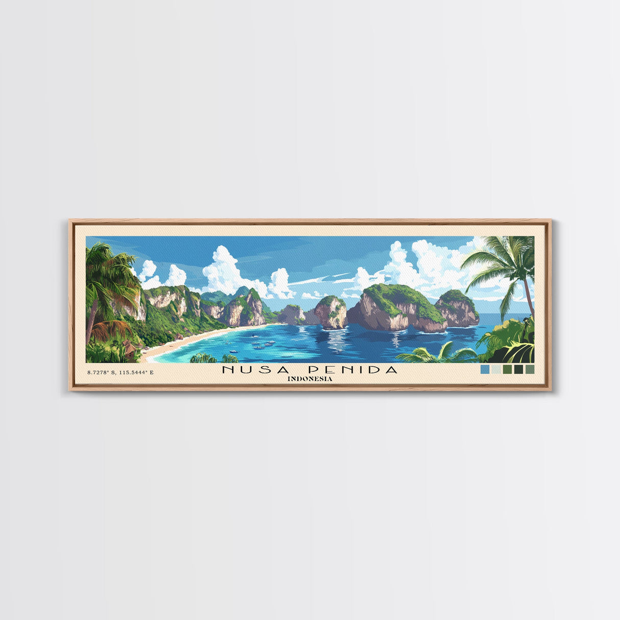 Nusa Penida, Indonesia Panoramic Beach Print, Vacation Gift, Indonesia Wall Art, Beach Painting, Beach Decor, Beach Painting