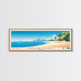 Odaiba Beach, Japan Panoramic Beach Print, Vacation Gift, Japan Wall Art, Framed Canvas Print, Framed Beach Painting