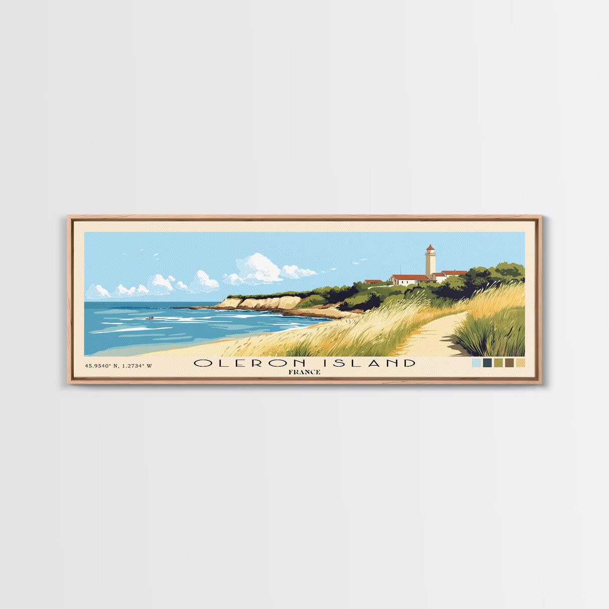 Oleron Island, France Panoramic Print, Vacation Gift, France Wall Art, Beach Painting, Beach Decor, Large Wall Art, Wood Frame Art