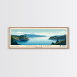 Orcas Island, Washington Panoramic Beach Print, Vacation Gift, Washington Wall Art, Framed Canvas Print, Framed Beach Painting