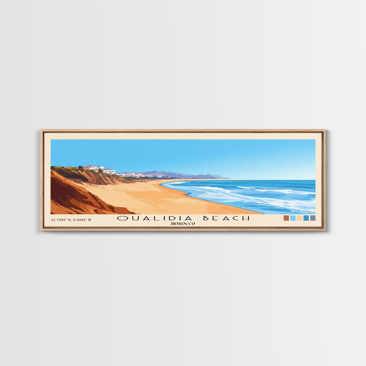 Oualidia Beach, Morocco Panoramic Beach Print, Vacation Gift, Morocco Wall Art, Framed Canvas Print, Framed Beach Painting