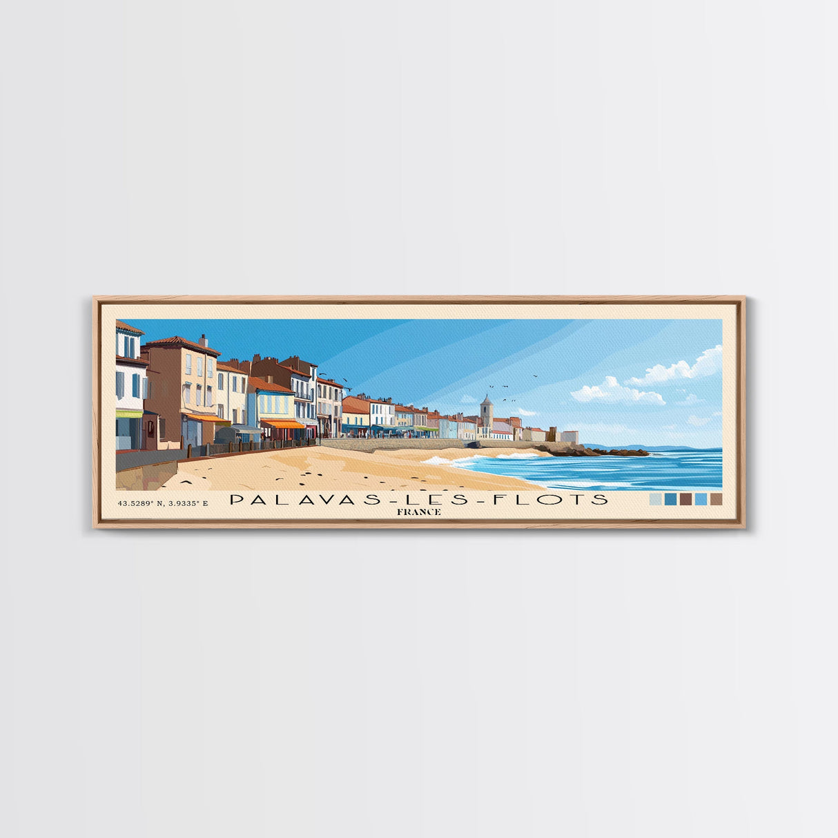 Palavas-les-Flots, France Panoramic Beach Print, Vacation Gift, France Wall Art, Beach Painting, Beach Decor, Beach Painting