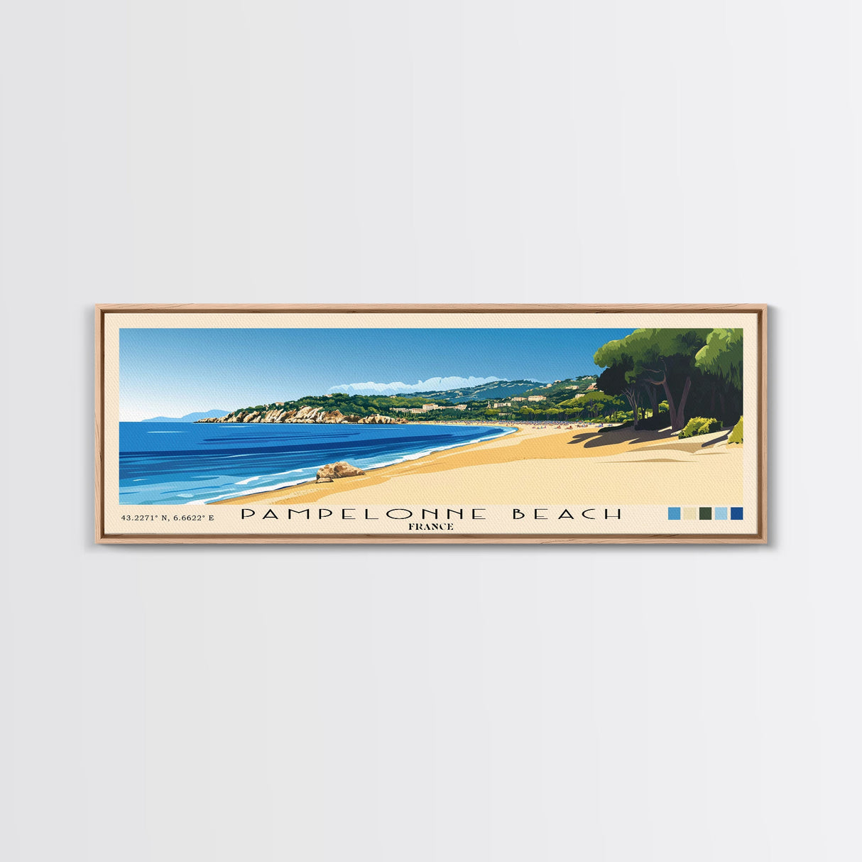 Pampelonne Beach, France Panoramic Print, Vacation Gift, France Wall Art, Beach Painting, Beach Decor, Beach Or Lakehouse Art