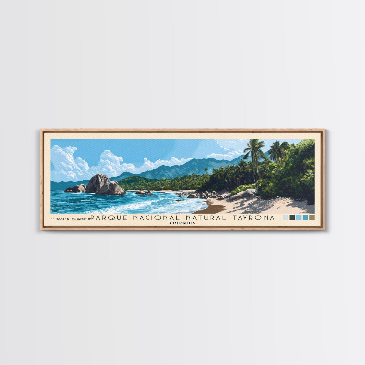 Parque Nacional Natural Tayrona, Colombia Panoramic Print, Vacation Gift, Colombia Wall Art, Beach Painting, Beach Decor, Beach Or Lakehouse Art