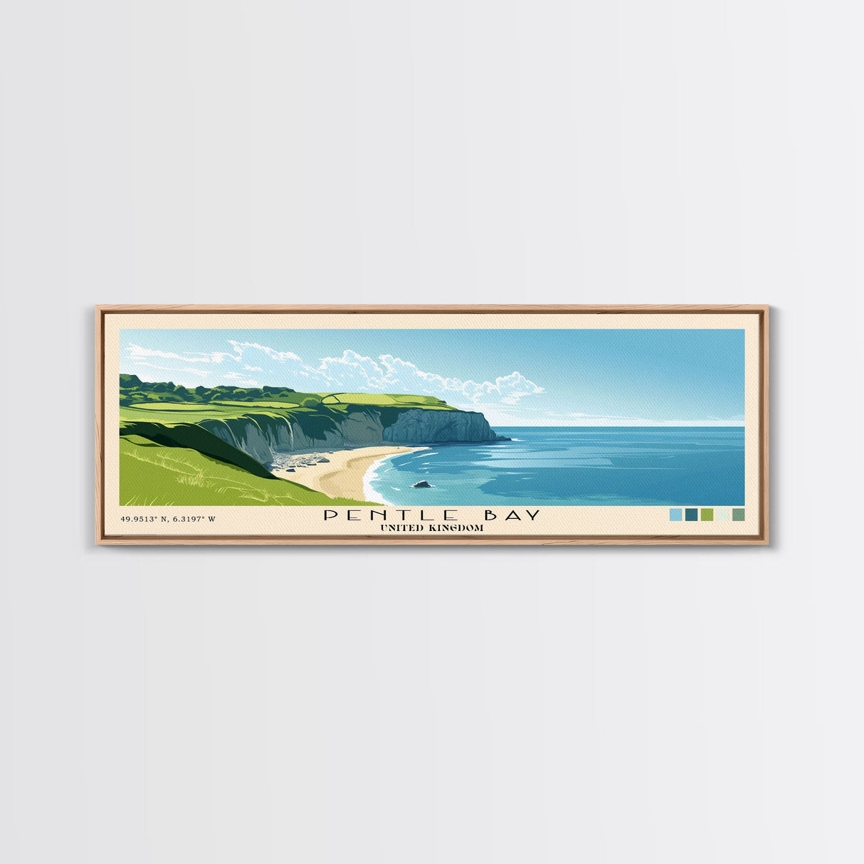 Pentle Bay, United Kingdom Panoramic Print, Vacation Gift, United Kingdom Wall Art, Vacation Wall Art, Vacatation Memories, Beach Decor, Beach Or Lakehouse Art