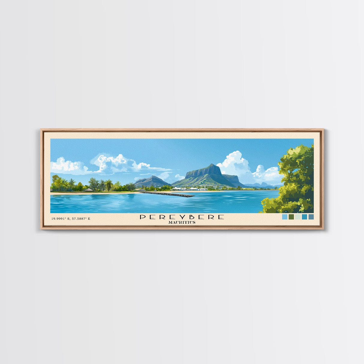 Pereybere, Mauritius Panoramic Print, Vacation Gift, Mauritius Wall Art, Beach Painting, Beach Decor, Beach Or Lakehouse Art