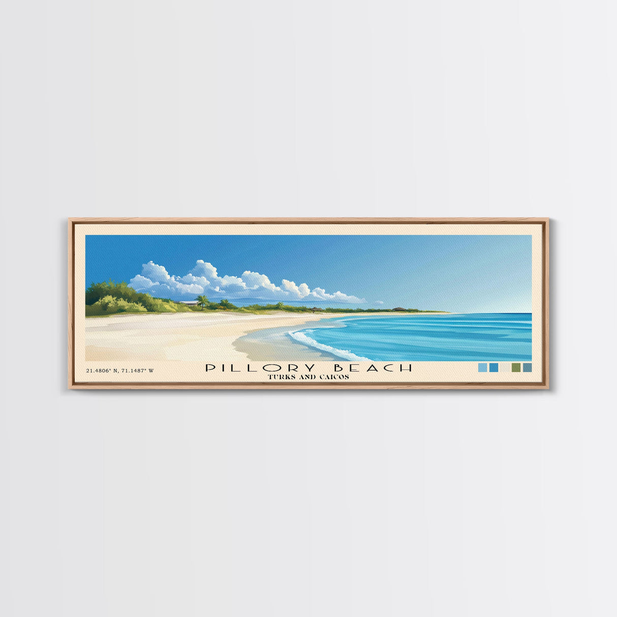 Pillory Beach, Turks and Caicos Panoramic Beach Print, Vacation Gift, Turks and Caicos Wall Art, Beach Painting, Beach Decor, Beach Painting