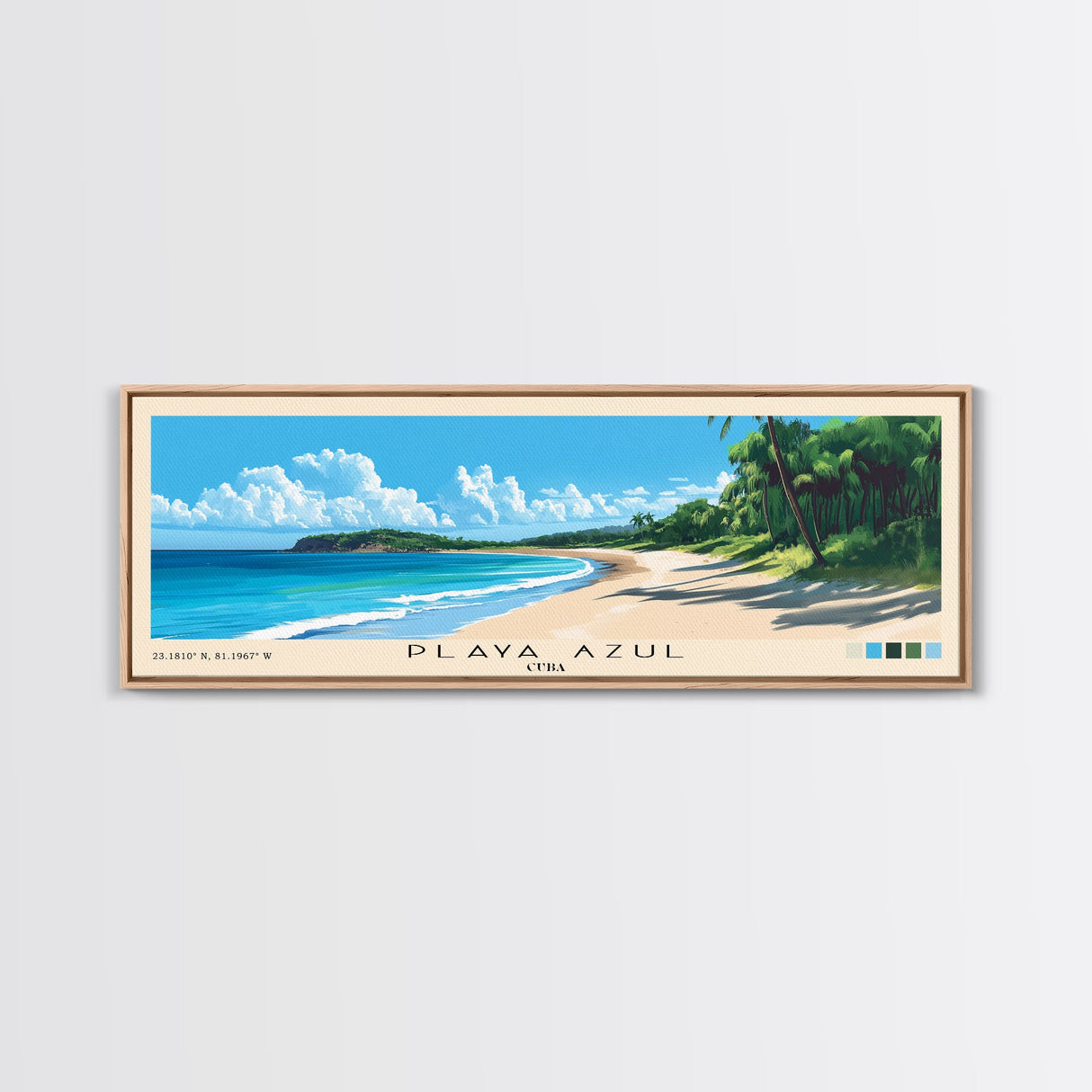 Playa Azul, Cuba Panoramic Print, Vacation Gift, Cuba Wall Art, Vacation Wall Art, Vacatation Memories, Beach Decor, Beach Or Lakehouse Art