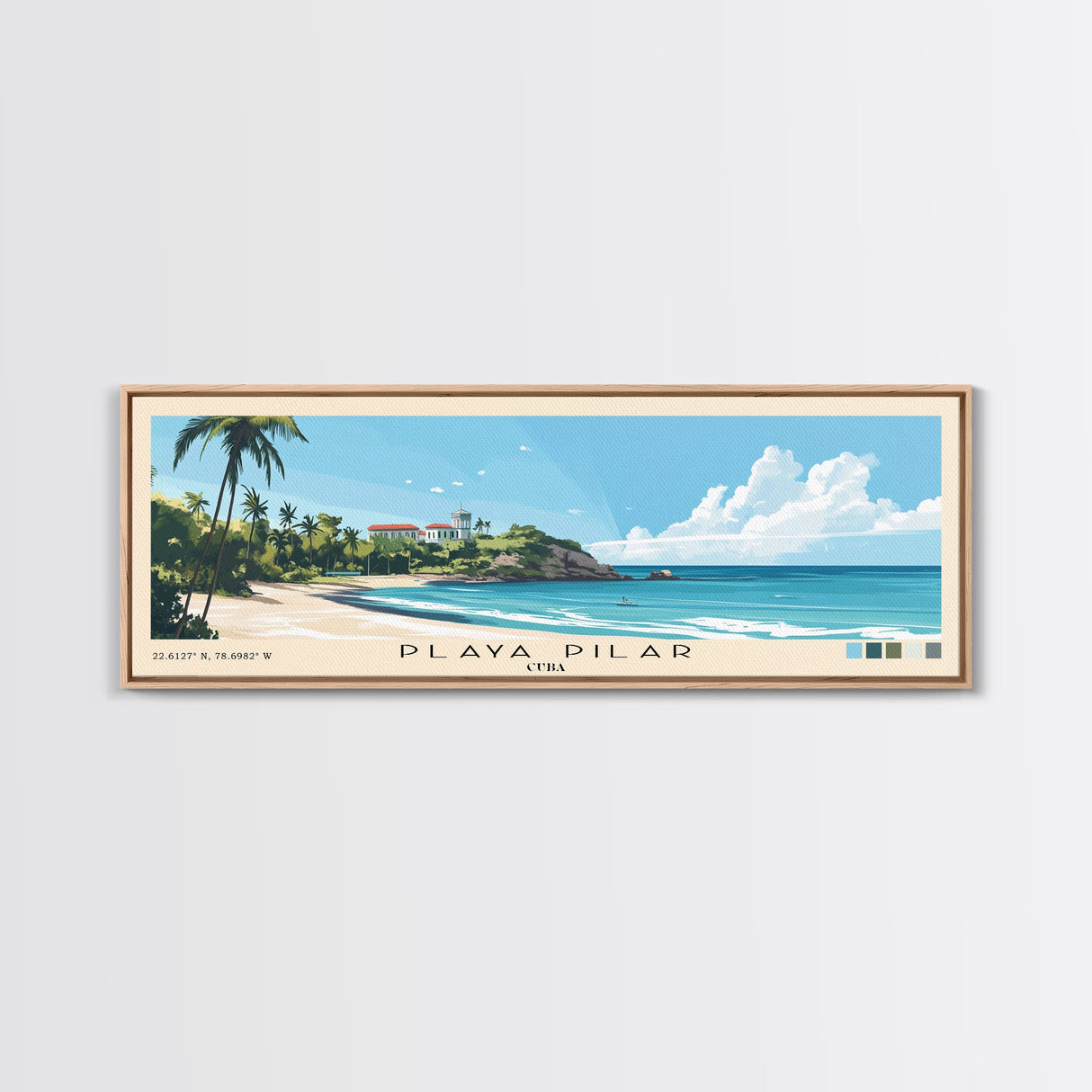 Playa Pilar, Cuba Panoramic Beach Print, Vacation Gift, Cuba Wall Art, Beach Painting, Beach Decor, Beach Painting