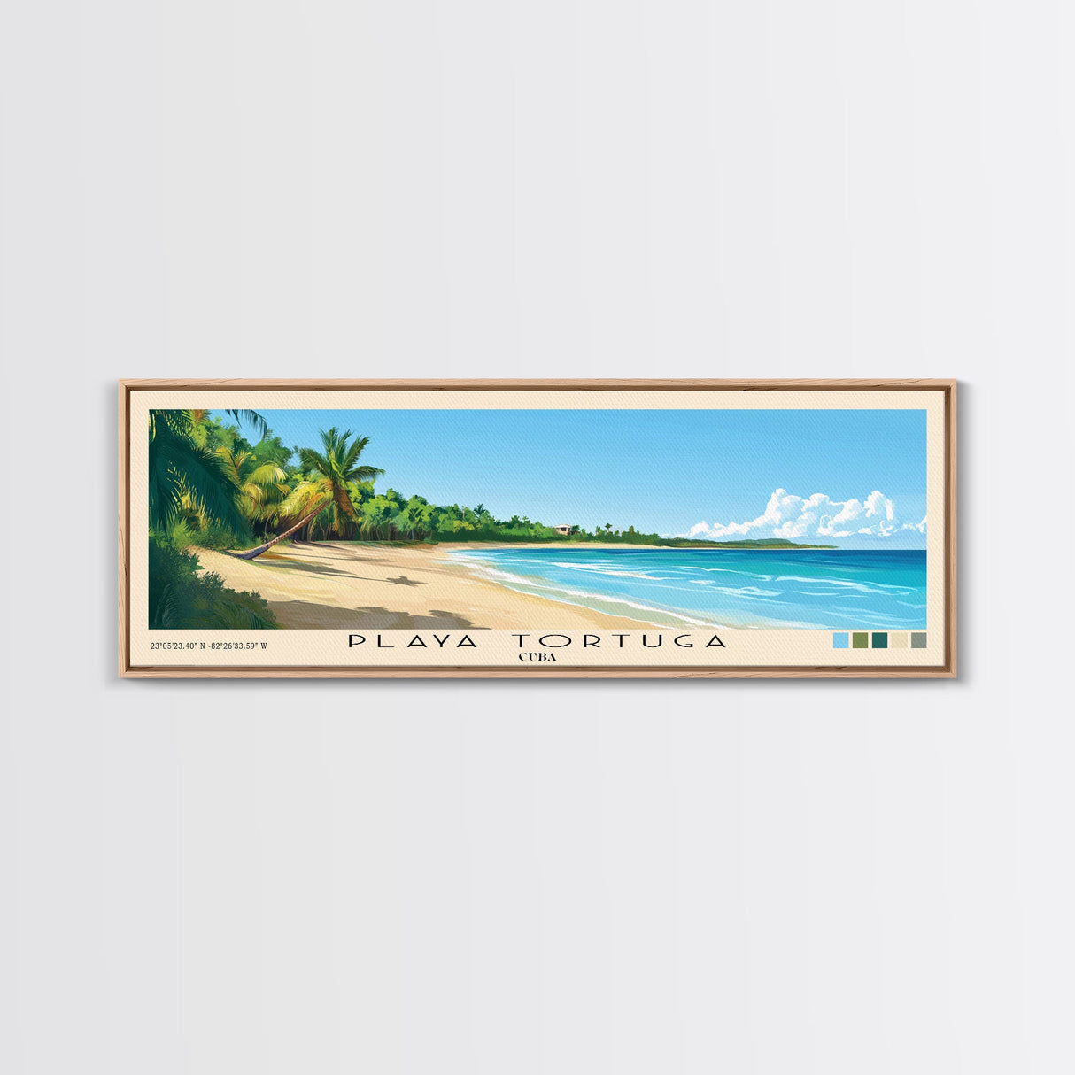 Playa Tortuga, Cuba Panoramic Beach Print, Vacation Gift, Cuba Wall Art, Beach Painting, Beach Decor, Beach Painting