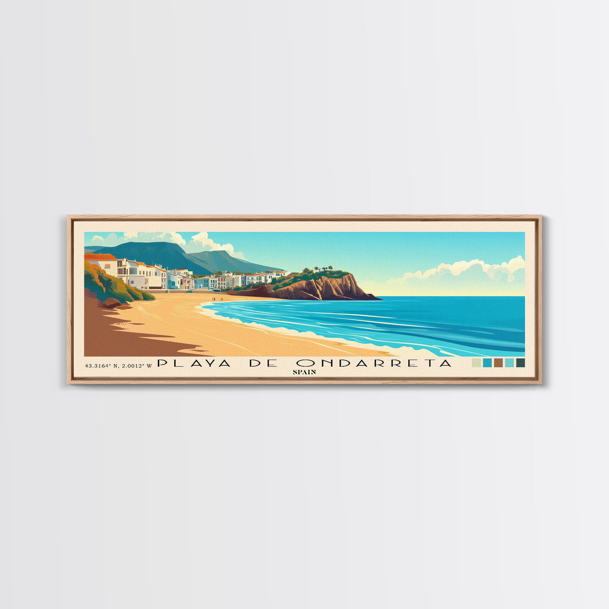 Playa de Ondarreta, Spain Panoramic Print, Vacation Gift, Spain Wall Art, Vacation Wall Art, Vacatation Memories, Beach Decor, Beach Or Lakehouse Art