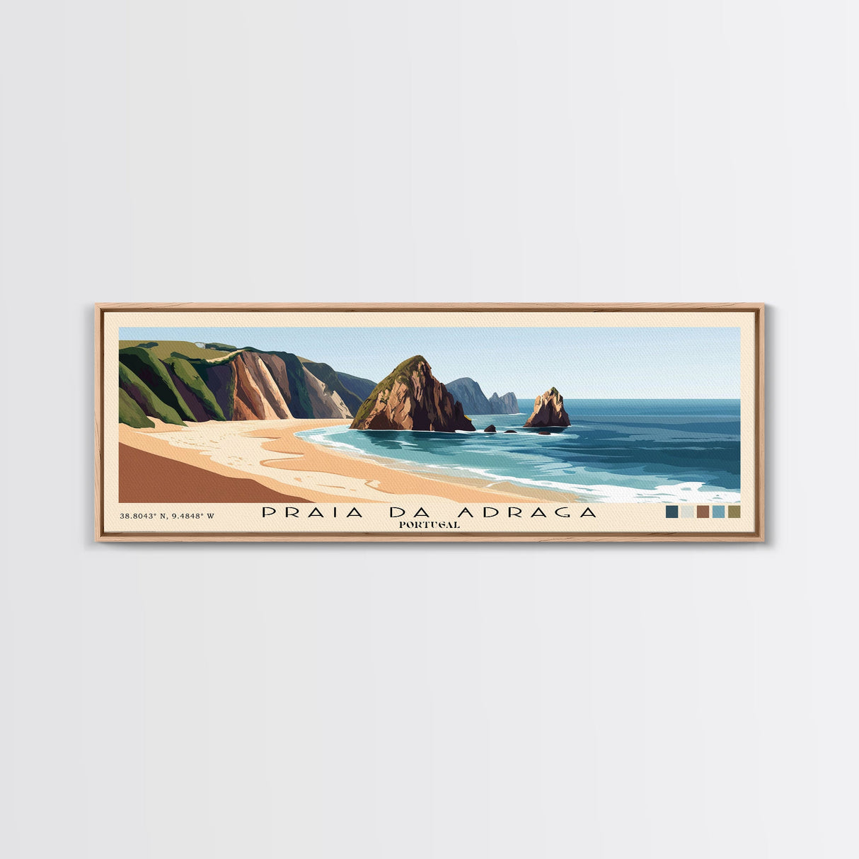 Praia da Adraga, Portugal Panoramic Print, Vacation Gift, Portugal Wall Art, Beach Painting, Beach Decor, Beach Or Lakehouse Art