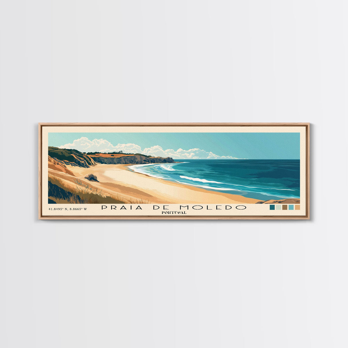 Praia de Moledo, Portugal Panoramic Print, Vacation Gift, Portugal Wall Art, Vacation Wall Art, Vacatation Memories, Beach Decor, Beach Or Lakehouse Art