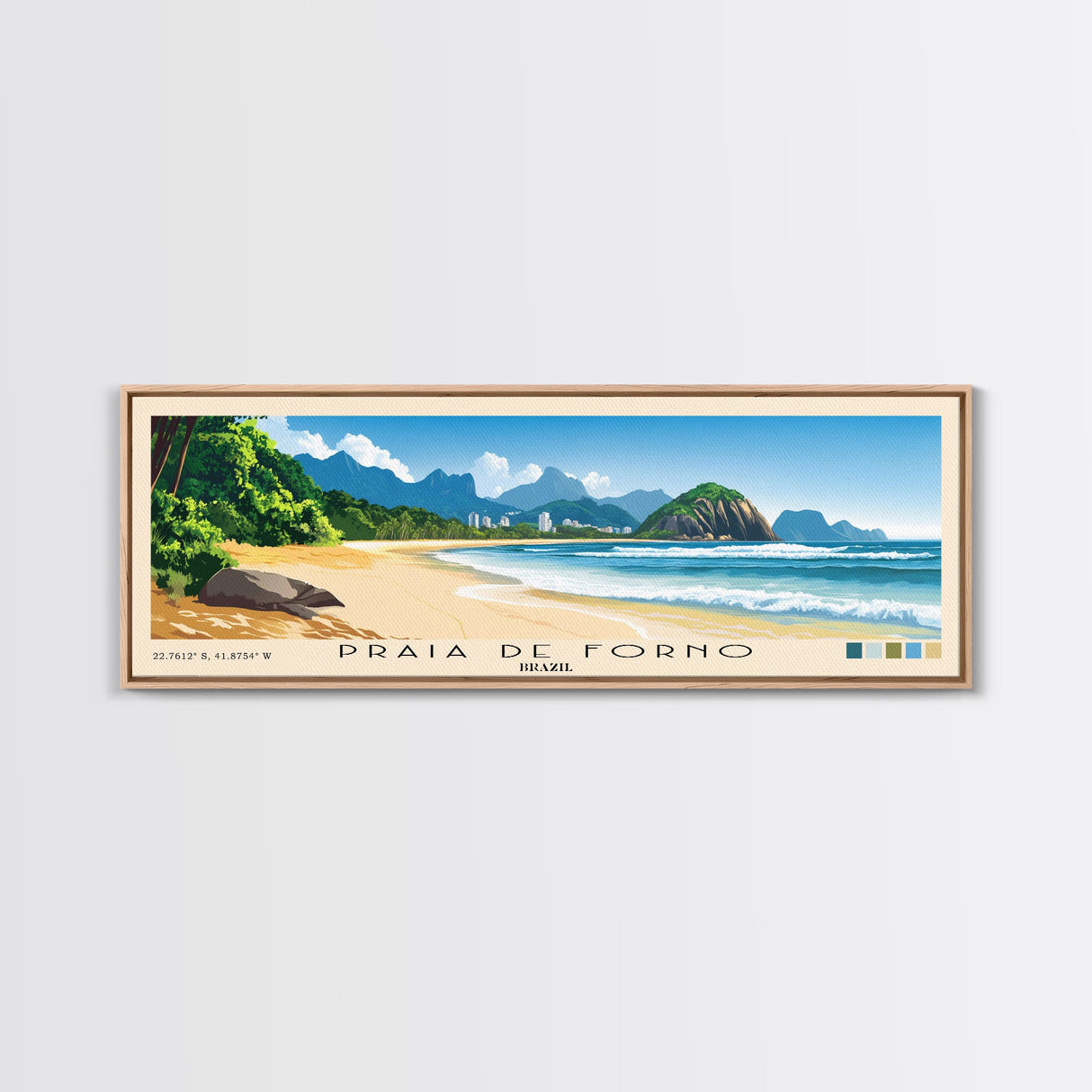 Praia de Forno, Brazil Panoramic Print, Vacation Gift, Brazil Wall Art, Beach Painting, Beach Decor, Large Wall Art, Wood Frame Art