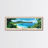 Praslin Island, Anse Lazio Panoramic Beach Print, Vacation Gift, Anse Lazio Wall Art, Framed Canvas Print, Framed Beach Painting