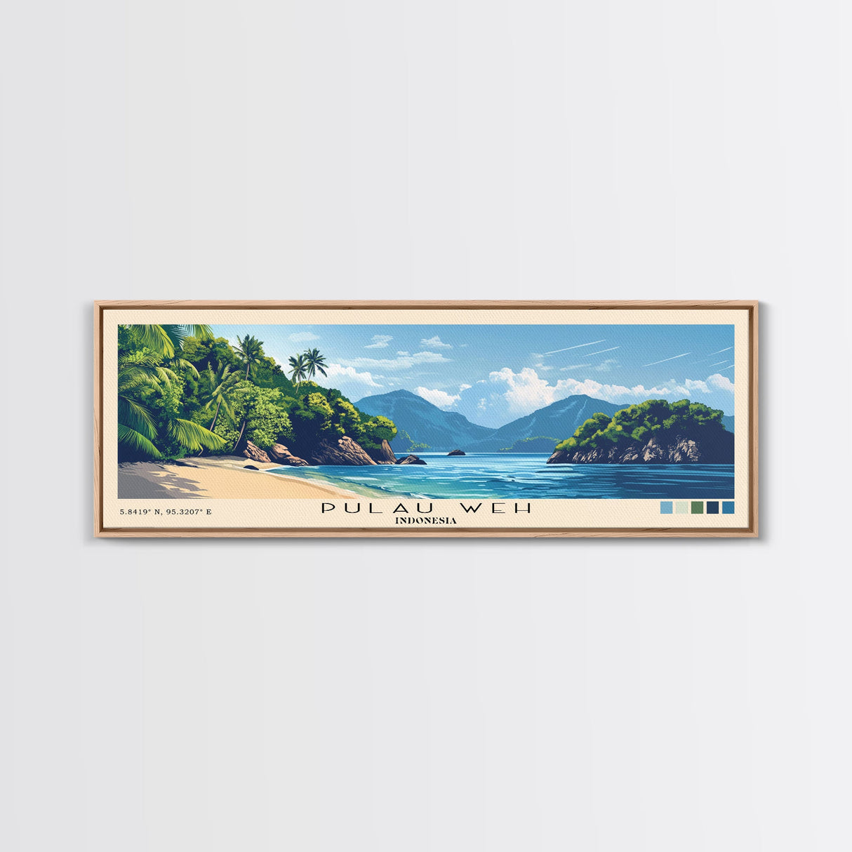 Pulau Weh, Indonesia Panoramic Print, Vacation Gift, Indonesia Wall Art, Beach Painting, Beach Decor, Large Wall Art, Wood Frame Art