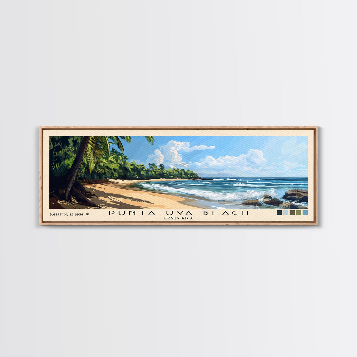 Punta Uva Beach, Costa Rica Panoramic Print, Vacation Gift, Costa Rica Wall Art, Beach Painting, Beach Decor, Beach Or Lakehouse Art