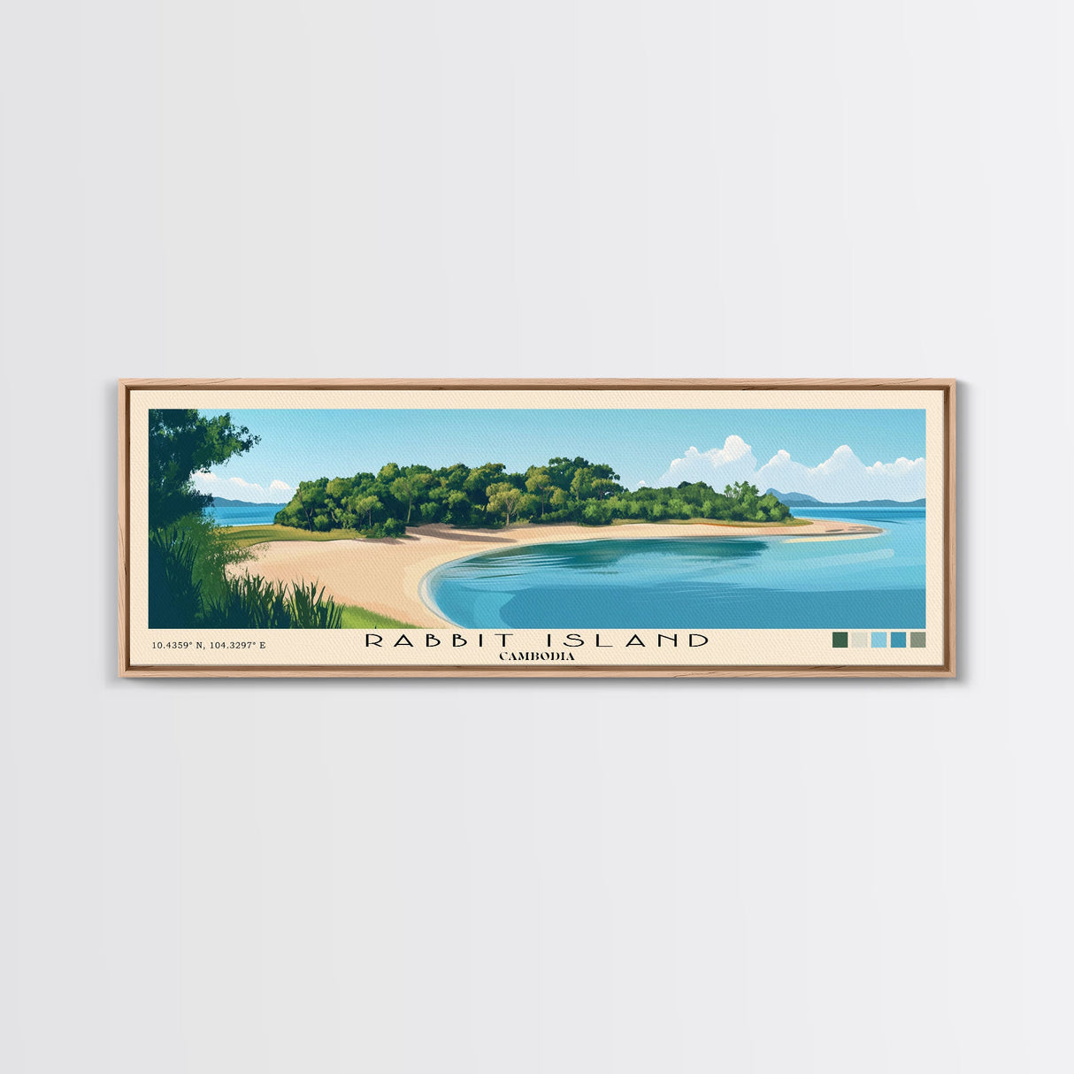 Rabbit Island, Cambodia Panoramic Beach Print, Vacation Gift, Cambodia Wall Art, Beach Painting, Beach Decor, Beach Painting