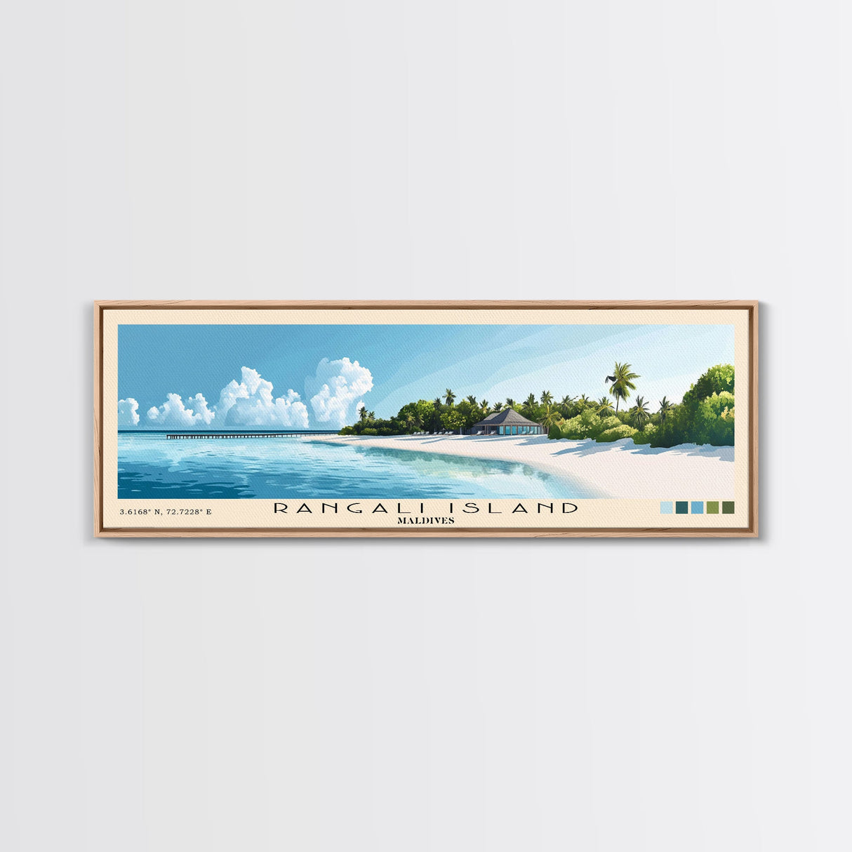 Rangali Island, Maldives Panoramic Beach Print, Vacation Gift, Maldives Wall Art, Beach Painting, Beach Decor, Beach Painting