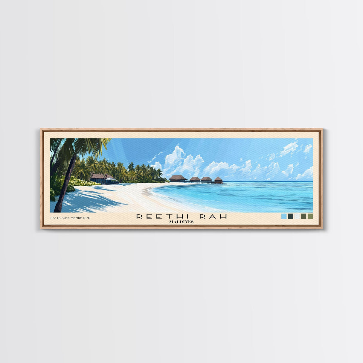 Reethi Rah, Maldives Panoramic Beach Print, Vacation Gift, Maldives Wall Art, Beach Painting, Beach Decor, Beach Painting