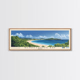 Rendezvous Bay, Anguila Panoramic Beach Print, Vacation Gift, Anguila Wall Art, Framed Canvas Print, Framed Beach Painting