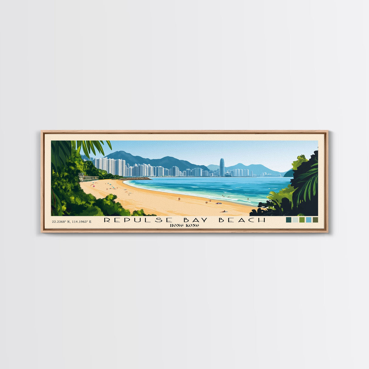 Repulse Bay Beach, Hong Kong Panoramic Print, Vacation Gift, Hong Kong Wall Art, Vacation Wall Art, Vacatation Memories, Beach Decor, Beach Or Lakehouse Art