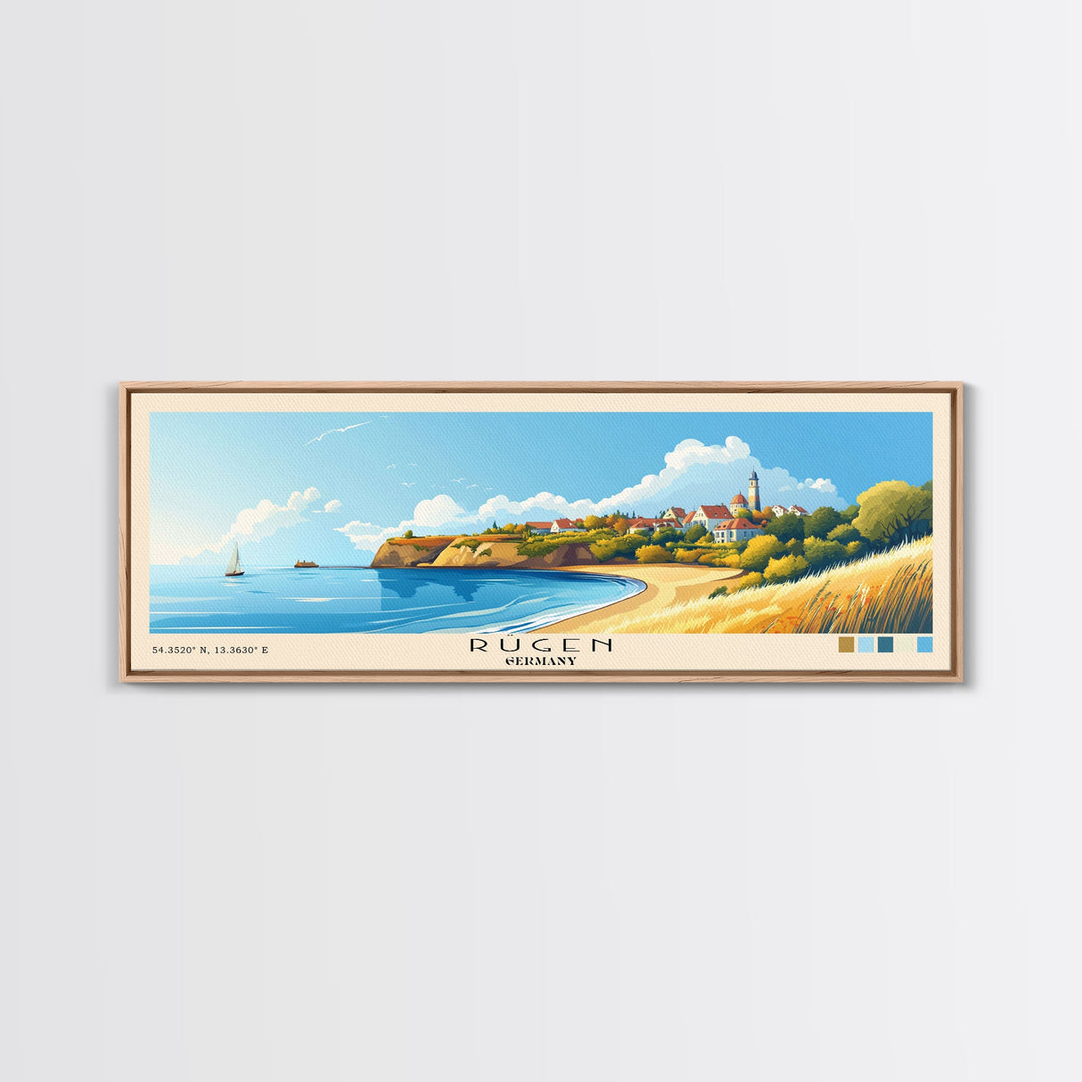 Rügen, Germany Panoramic Beach Print, Vacation Gift, Germany Wall Art, Beach Painting, Beach Decor, Beach Painting