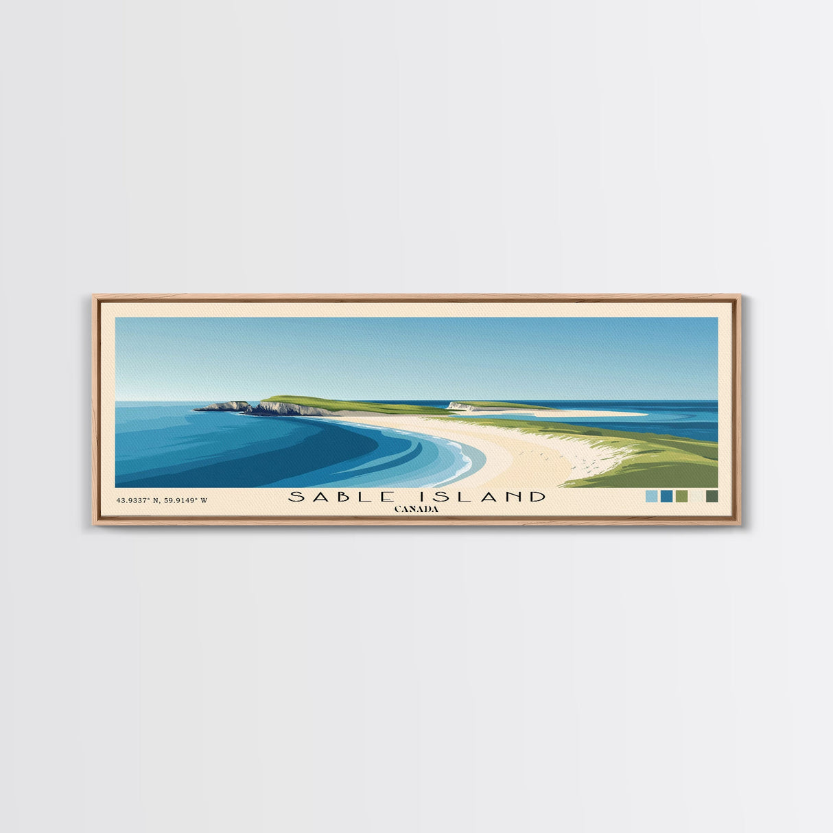 Sable Island, Canada Panoramic Beach Print, Vacation Gift, Canada Wall Art, Framed Canvas Print, Framed Beach Painting