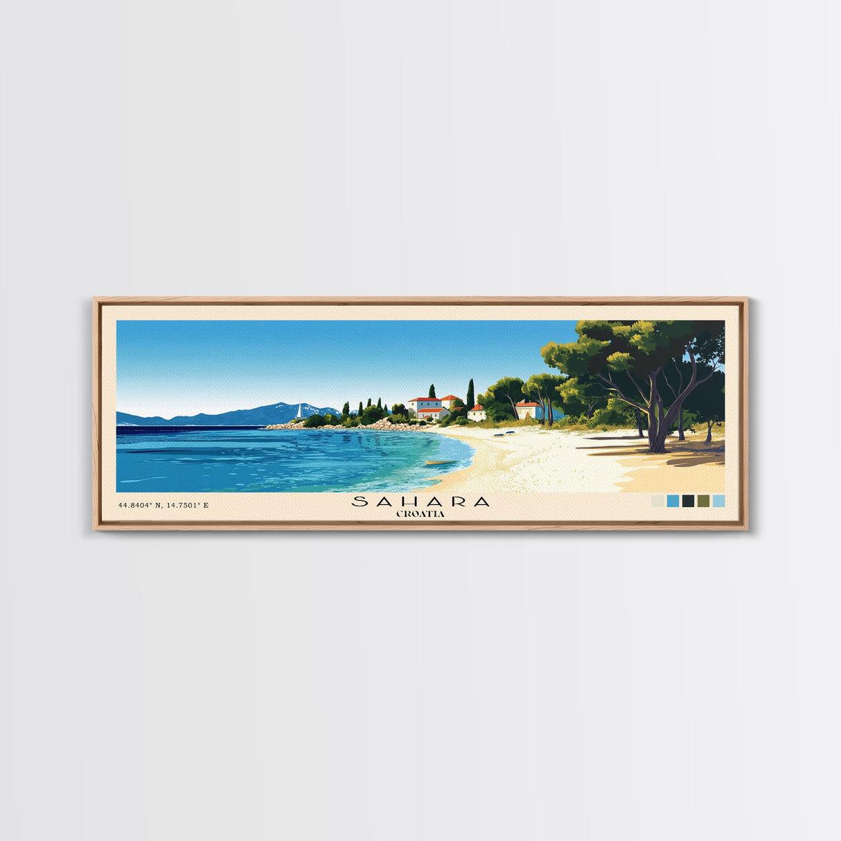 Sahara, Croatia Panoramic Print, Vacation Gift, Croatia Wall Art, Vacation Wall Art, Vacatation Memories, Beach Decor, Beach Or Lakehouse Art