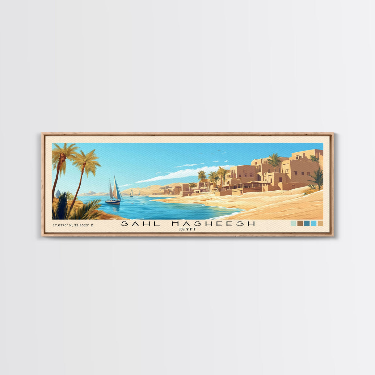 Sahl Hasheesh, Egypt Panoramic Beach Print, Vacation Gift, Egypt Wall Art, Beach Painting, Beach Decor, Beach Painting