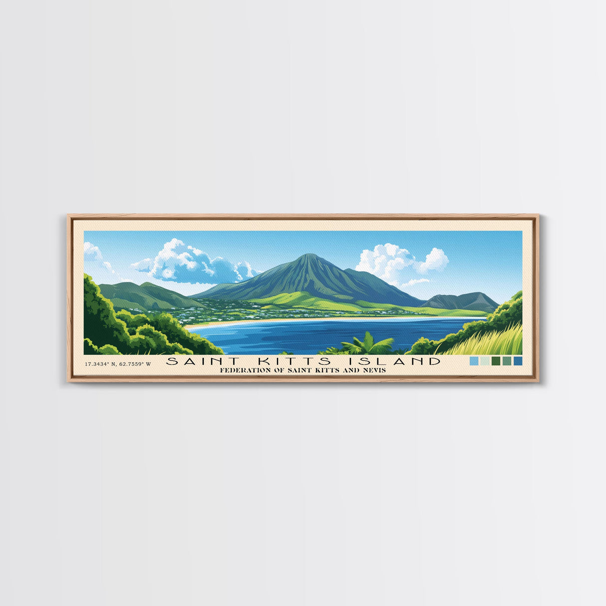 Saint Kitts Island, Federation of Saint Kitts and Nevis Panoramic Print, Vacation Gift, Federation of Saint Kitts and Nevis Wall Art, Vacation Wall Art, Vacatation Memories, Beach Decor, Beach Or Lakehouse Art