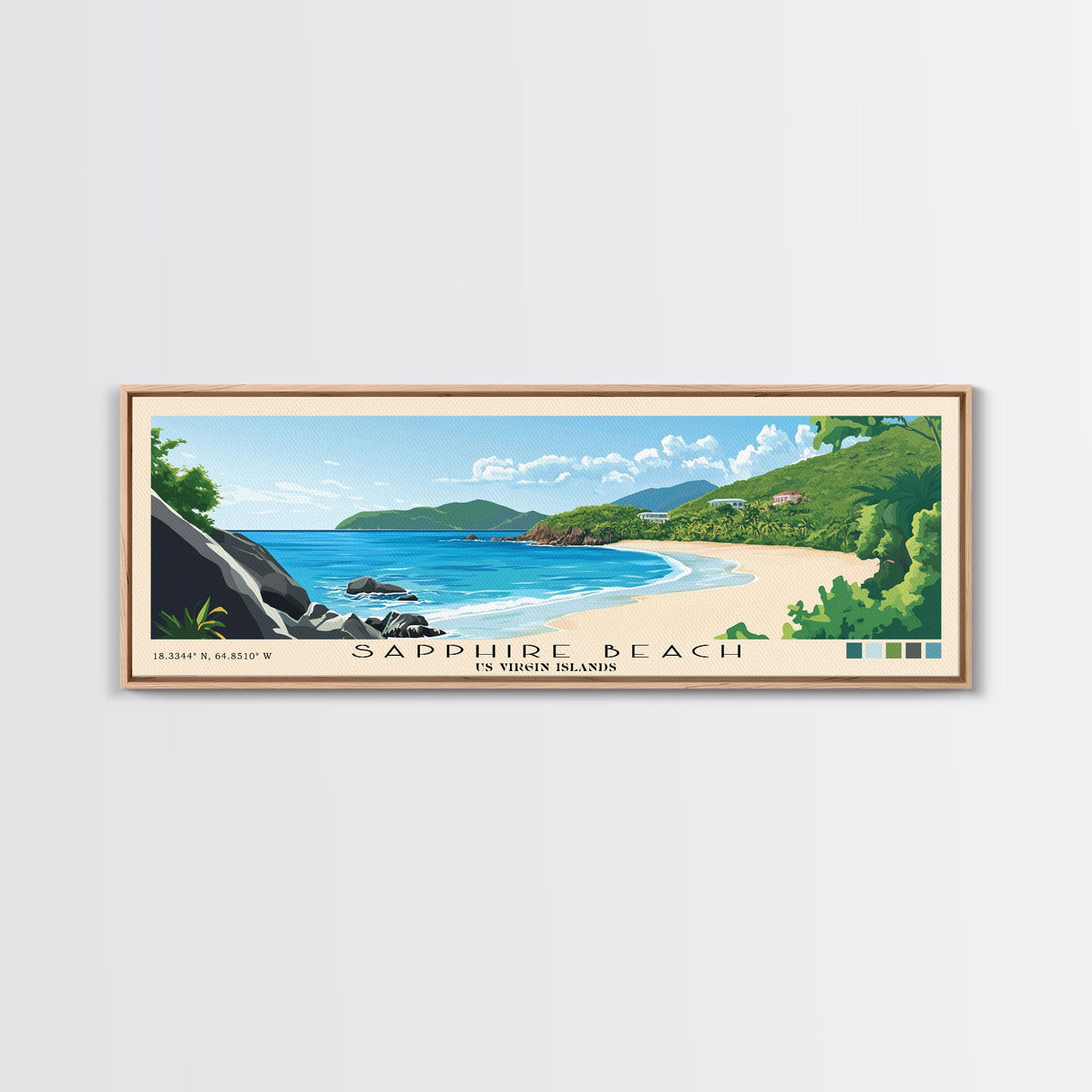 Sapphire Beach, US Virgin islands Panoramic Print, Vacation Gift, US Virgin islands Wall Art, Vacation Wall Art, Vacatation Memories, Beach Decor, Beach Or Lakehouse Art