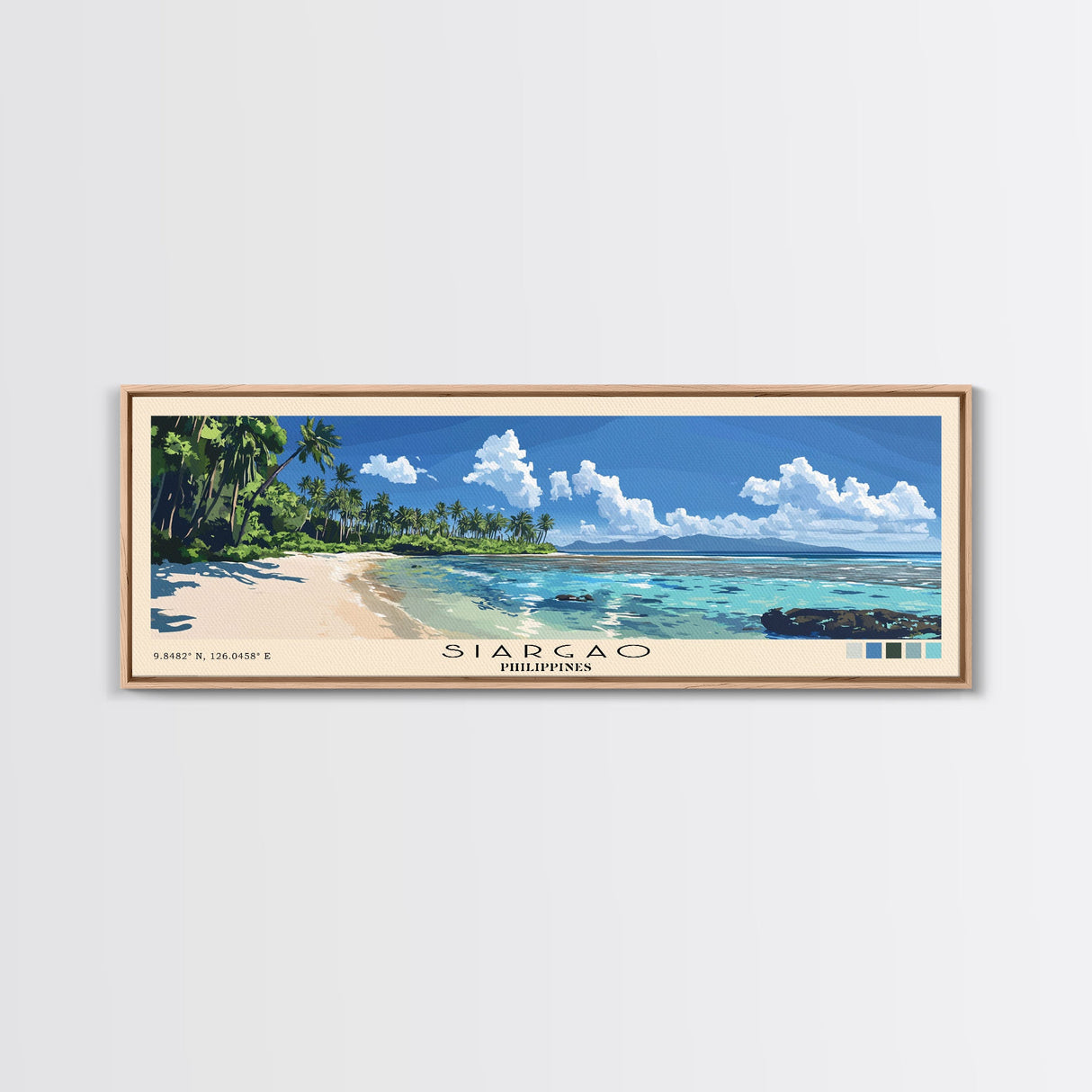 Siargao, Philippines Panoramic Print, Vacation Gift, Philippines Wall Art, Beach Painting, Beach Decor, Beach Or Lakehouse Art