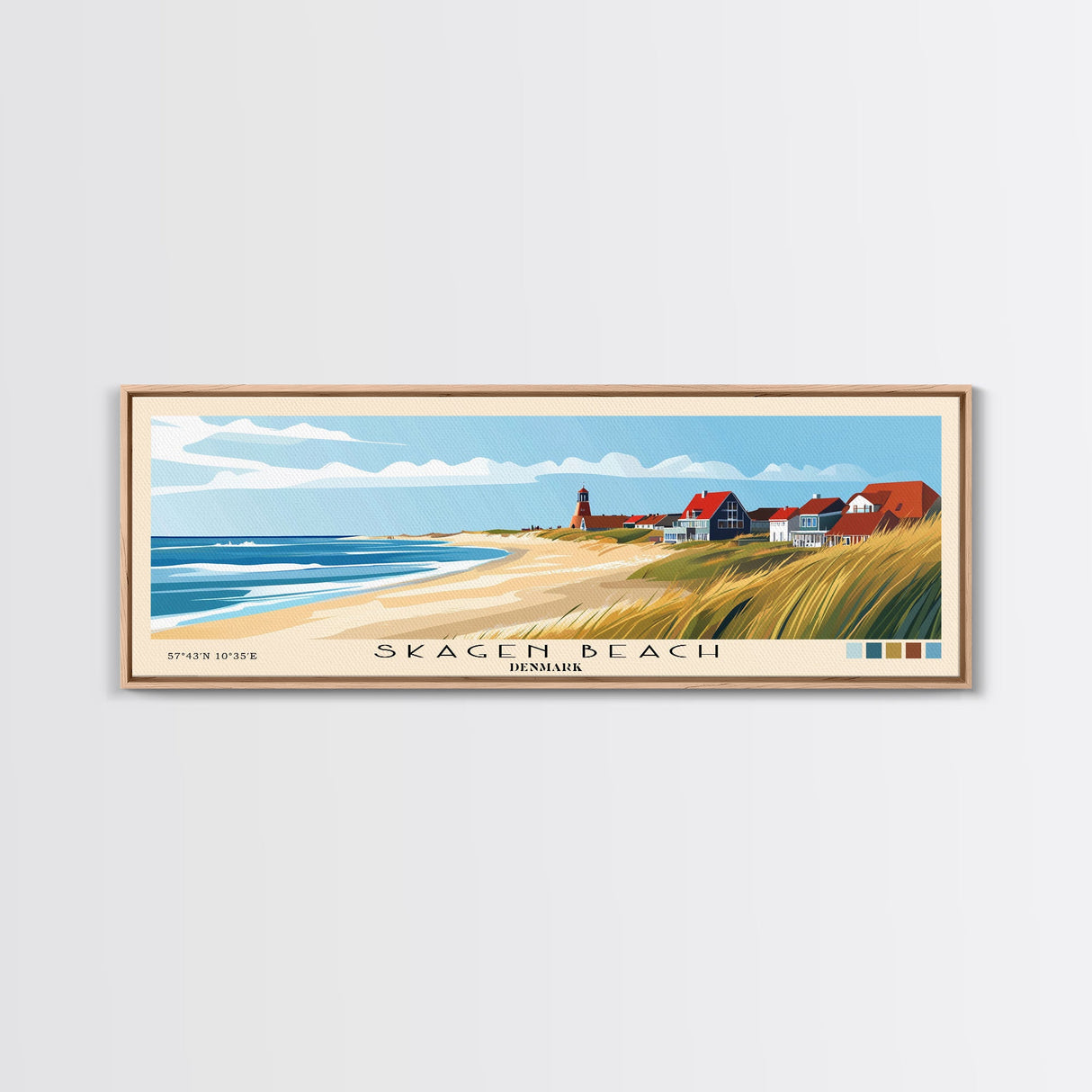 Skagen Beach, Denmark Panoramic Beach Print, Vacation Gift, Denmark Wall Art, Beach Painting, Beach Decor, Beach Painting