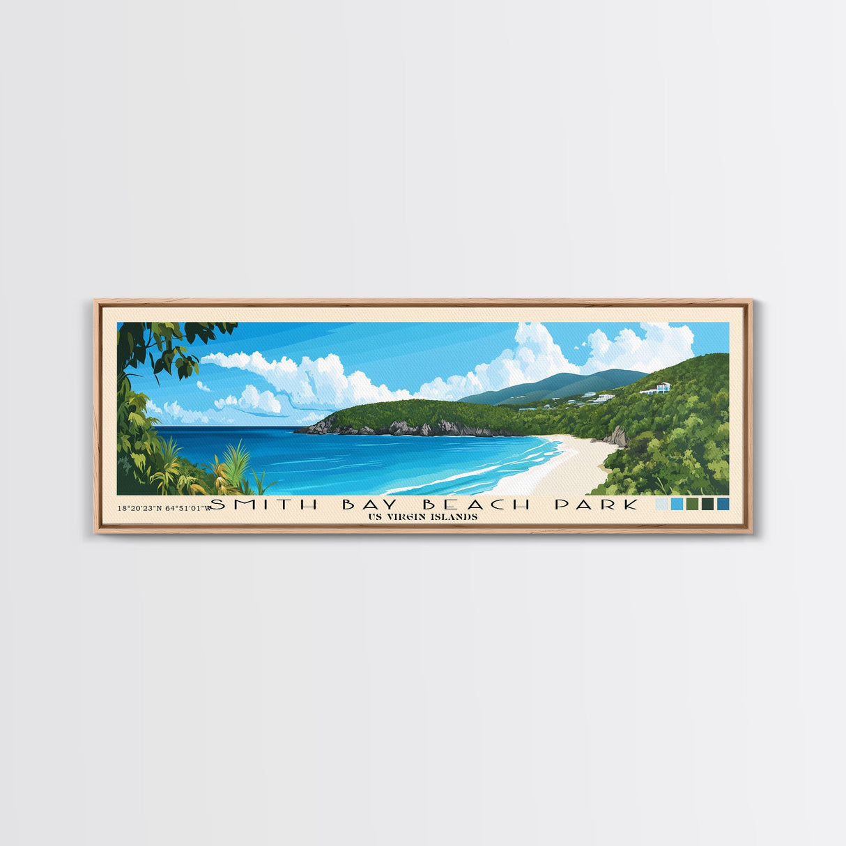 Smith Bay Beach Park, US Virgin islands Panoramic Print, Vacation Gift, US Virgin islands Wall Art, Vacation Wall Art, Vacatation Memories, Beach Decor, Beach Or Lakehouse Art