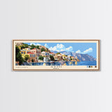 Symi, Greece Panoramic Beach Print, Vacation Gift, Greece Wall Art, Beach Painting, Beach Decor, Beach Painting