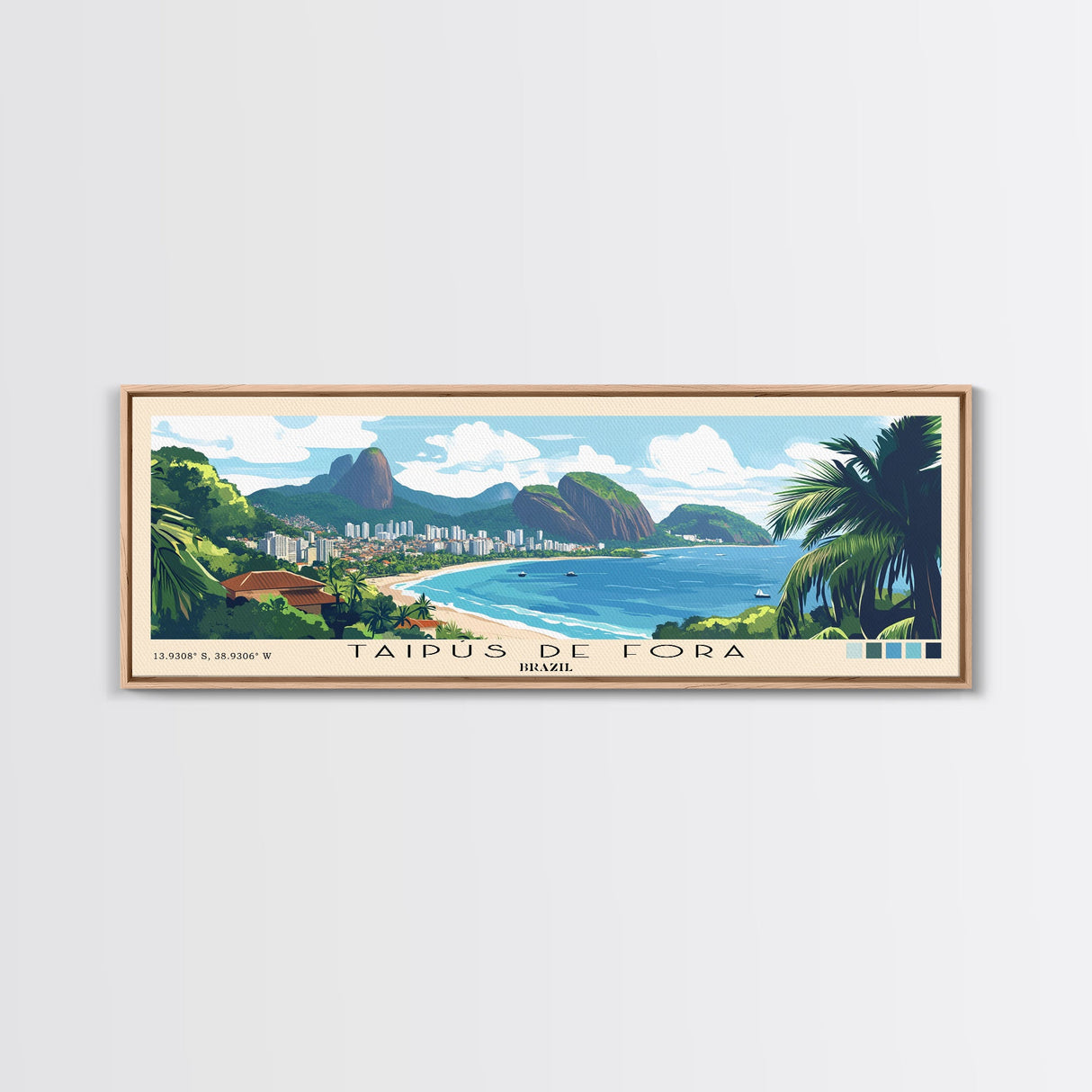 Taipús de fora, Brazil Panoramic Beach Print, Vacation Gift, Brazil Wall Art, Beach Painting, Beach Decor, Beach Painting