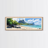 Tamarin Beach, Mauritius Panoramic Beach Print, Vacation Gift, Mauritius Wall Art, Framed Canvas Print, Framed Beach Painting