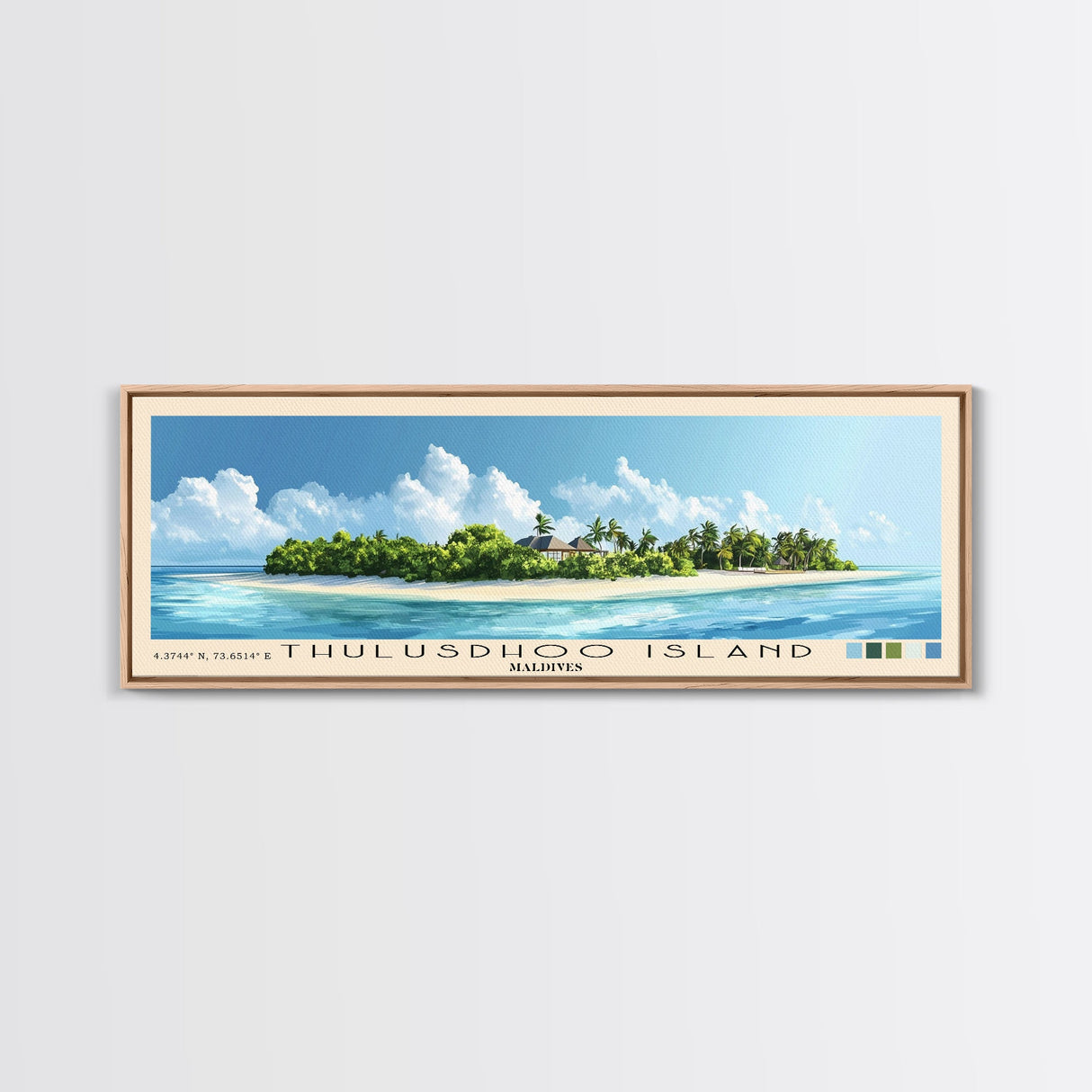 Thulusdhoo Island, Maldives Panoramic Print, Vacation Gift, Maldives Wall Art, Beach Painting, Beach Decor, Beach Or Lakehouse Art