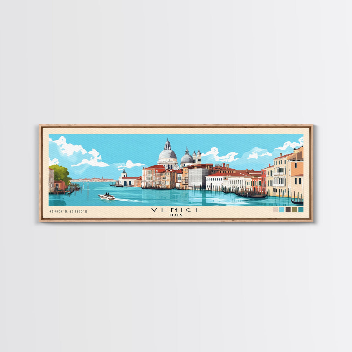 Venice, Italy Panoramic Beach Print, Vacation Gift, Italy Wall Art, Framed Canvas Print, Framed Beach Painting